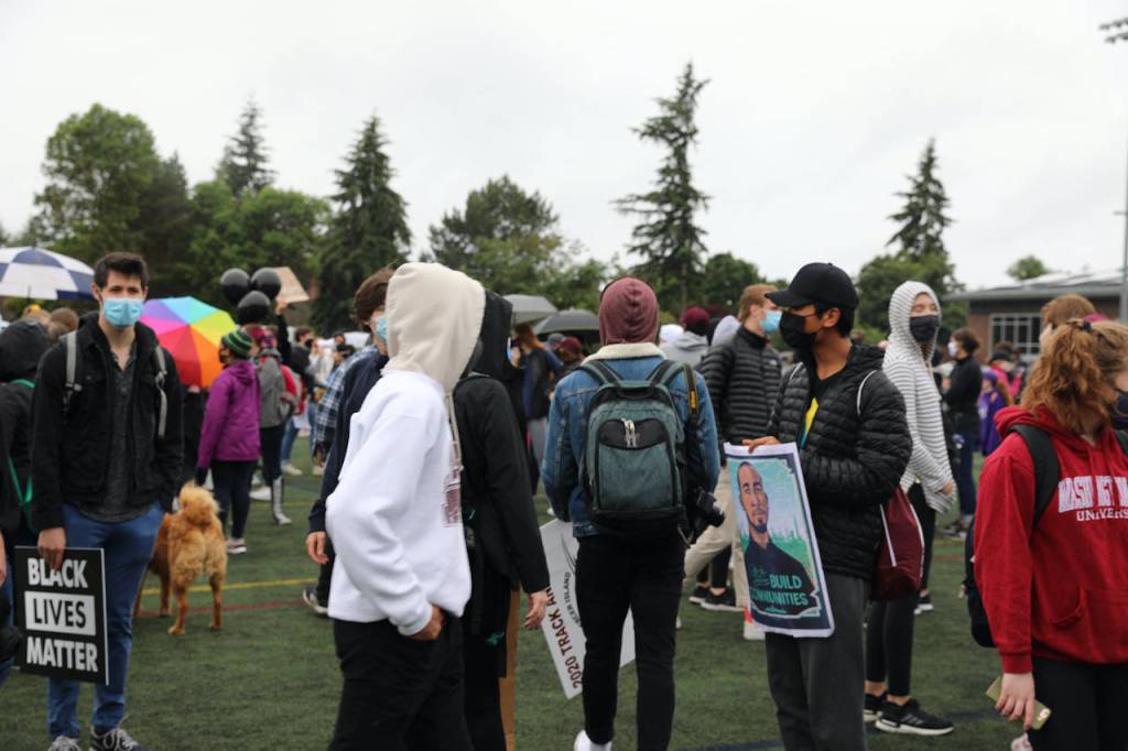 The march began at around noon at Islander Middle School. Blake Peterson/staff photo