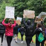 A smaller group at the march. Blake Peterson/staff photo