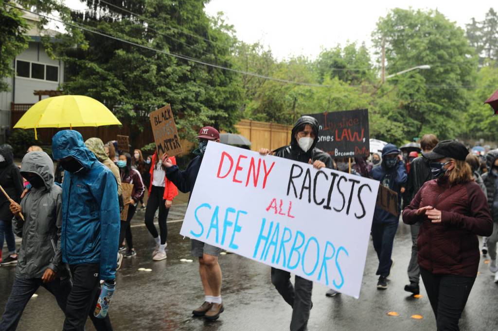 Some protest signage was especially creative. Blake Peterson/staff photo