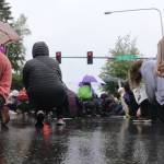 Protestors kneeling in silence at the intersection of Island Crest Way and Southeast 40th Street. The gesture lasted eight minutes and 46 seconds  the amount of time white Minneapolis Police Officer Derek Chauvin knelt on George Floyds neck. Staff photo/Blake Peterson