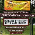 The sign in front of the United Church of Christ Congregational Church. Photo courtesy Roberta Rominger