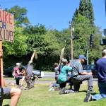 Starting at 12:05 p.m., protestors knelt for eight minutes and 46 seconds to honor George Floyd and other Black lives lost at the hands of police. Blake Peterson/staff photo
