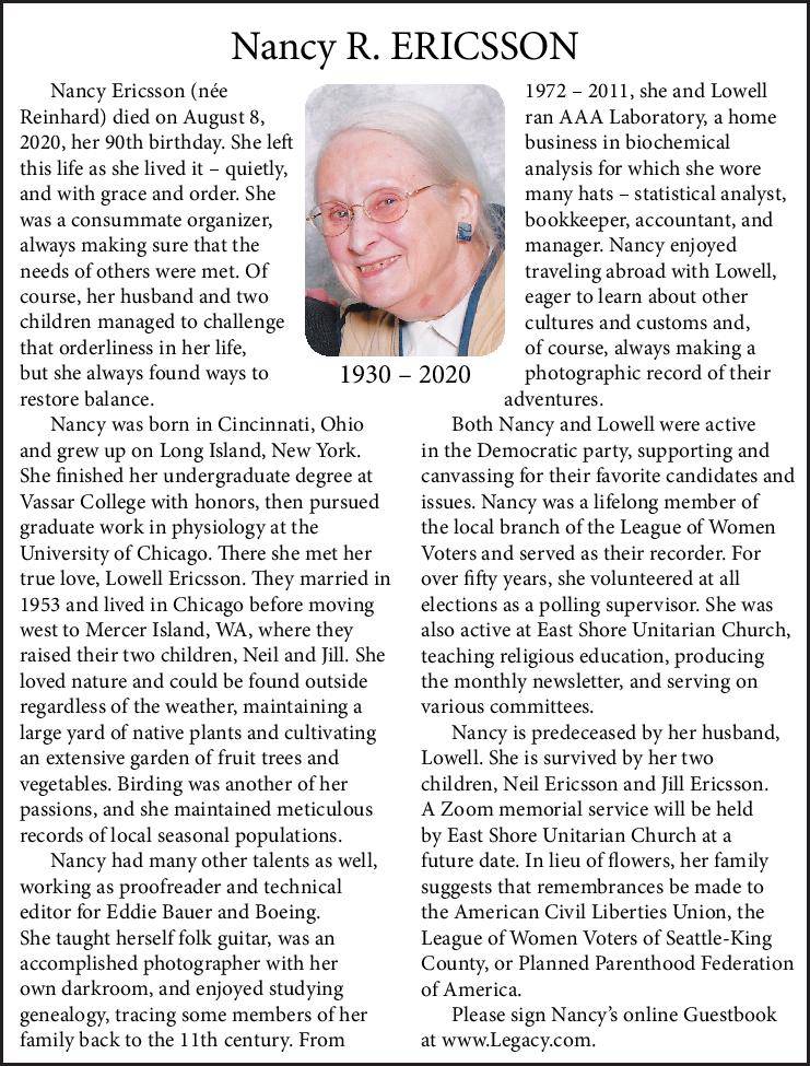 Nancy Ericsson | Obituary