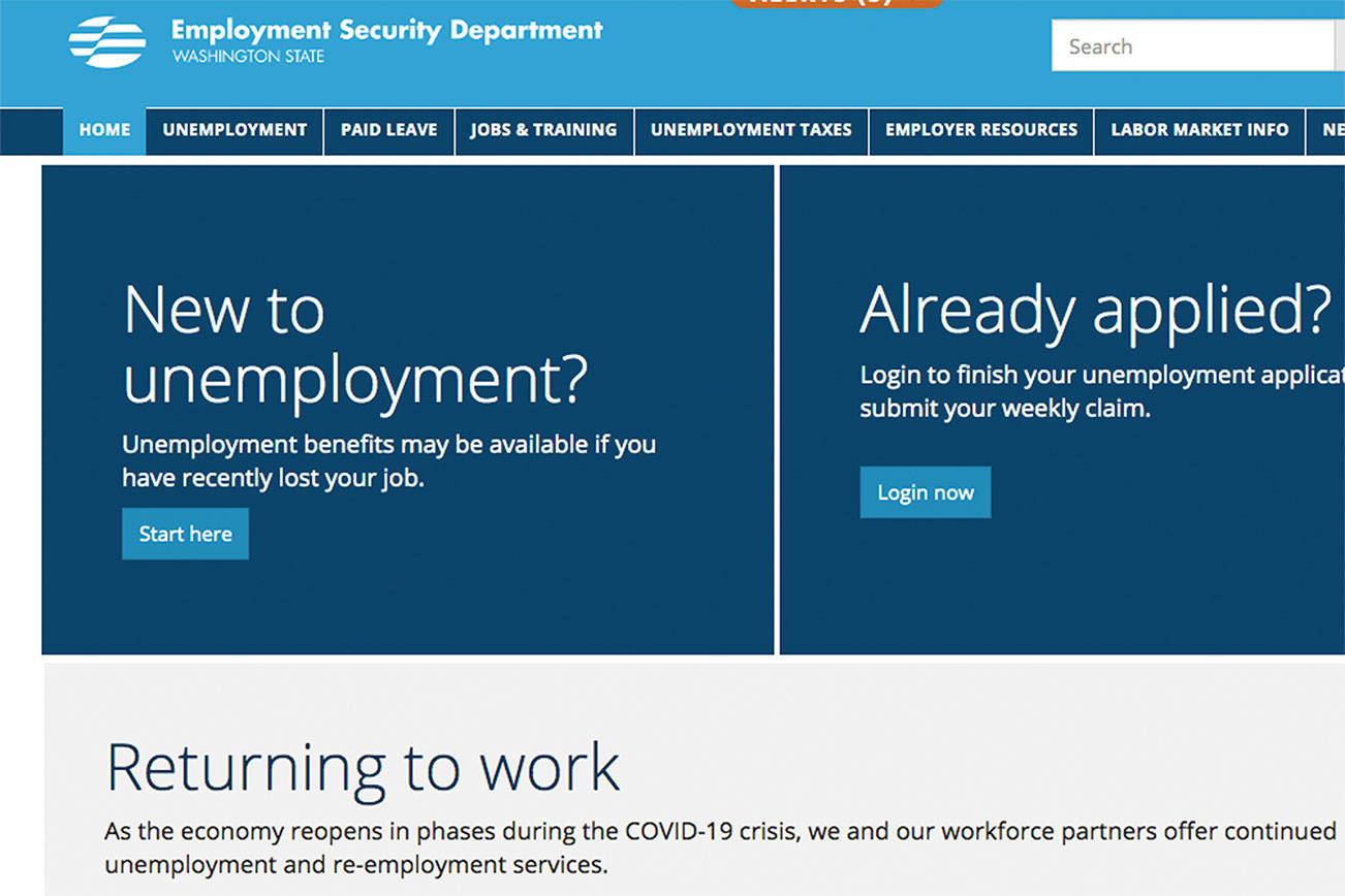 Screenshot from the state Employment Security Departments website at esd.wa.gov.