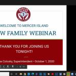 Community members spoke about their organizations at a virtual meeting for new Mercer Island School District families on Oct. 1. Screen Zoom photo