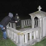 The first part of Cascadia Paranormal Investigation's exploration of the Black Diamond Cemetery involved trying to find all the non-paranormal explanations for the phenomenon some people have reported at the site before sitting down with their arsenal of electronics to find any evidence of ghosts or spirits. Their investigation led founder Kyle Richmond to the resting place of Dr. Howard Botts and his wife, Phrania. Photos by Ray Miller-Still