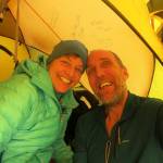 Chris and Marty Fagan in their tent as they traveled across Antarctica in 2014. Contributed by Chris Fagan