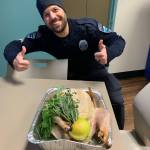 The Back the Blue community support organization along with the Lakehouse provided a Thanksgiving turkey and all the fixings for the Mercer Island Police Department. Courtesy photo