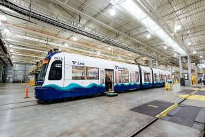 The first of 152 new light rail vehicles arrived in June 2019 at Sound Transits Operations and Maintenance Facility in Seattle. COURTESY PHOTO, Sound Transit