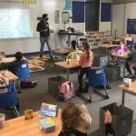 Mercer Island School District kindergartners returned to in-person classes at 9:15 a.m. today. Heres the scene at Northwood Elementary School. Photo courtesy of the Mercer Island School District