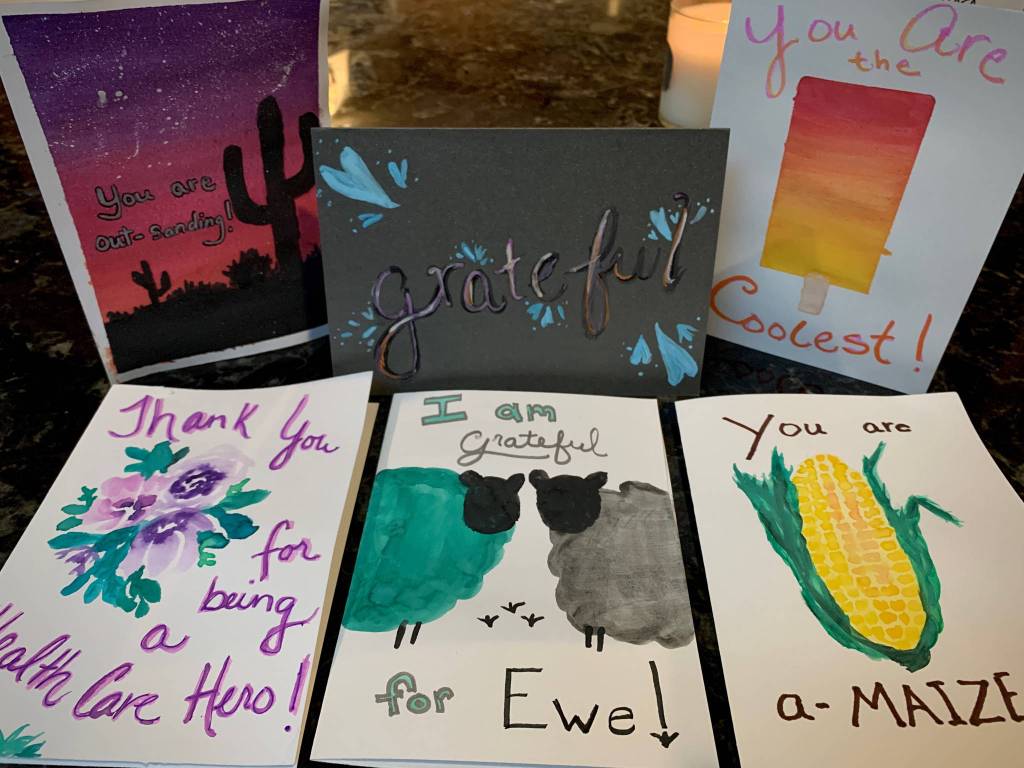 A selection of gratitude cards for the Swedish Medical Centers Issaquah campus healthcare workers. Courtesy photo