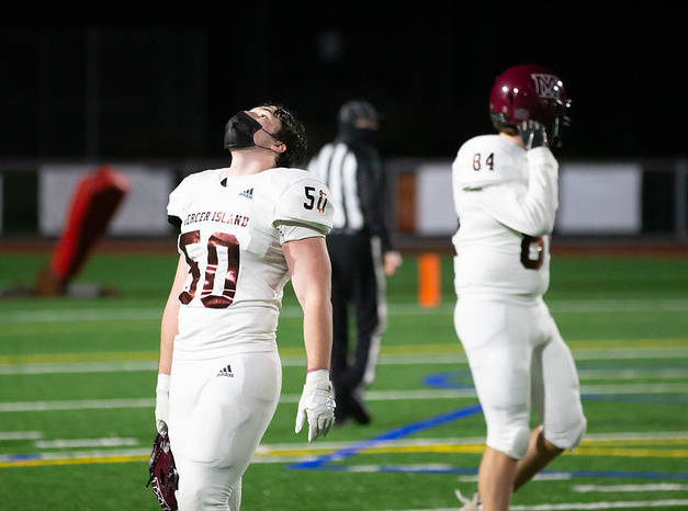 Mercer Islands William Kendrick, left, celebrates the Islanders victory as Mason Chorak looks on. Photo courtesy of David Wisenteiner