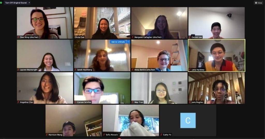 The Mercer Island High School Education Coalition for Asian American Representation holds a recent meeting. Courtesy photo