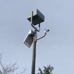 The city recently installed a laser pavement temperature sensor unit on a light pole in the Mercer Island City Hall parking lot. Courtesy of the city of Mercer Island