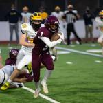 Mercer Islands Samuel Gilchrist rumbles up field against Bellevue on April 2. Photo courtesy of David Wisenteiner