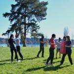 Mercer Islanders participate in an introduction to self-defense course on April 17 at Luther Burbank Park. Andy Nystrom/ staff photo
