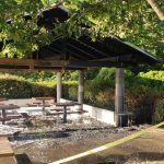 A fire caused significant damage to the roof of the Aubrey Davis Park picnic shelter on June 1. Photo courtesy of the Mercer Island Fire Department