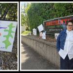 ONE MI (Organizing Network for Equity) founders Danielle Damasius and Robin Li stand next to the What Freedom Means to Me public art installation on Juneteenth, which is presented by ONE MI and the city of Mercer Island. Also pictured is one of the signs expressing a viewpoint of freedom submitted by a Mercer Island resident. Andy Nystrom/ staff photos