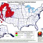 Map of July fire outlook for the West. (National Interagency Fire Center)