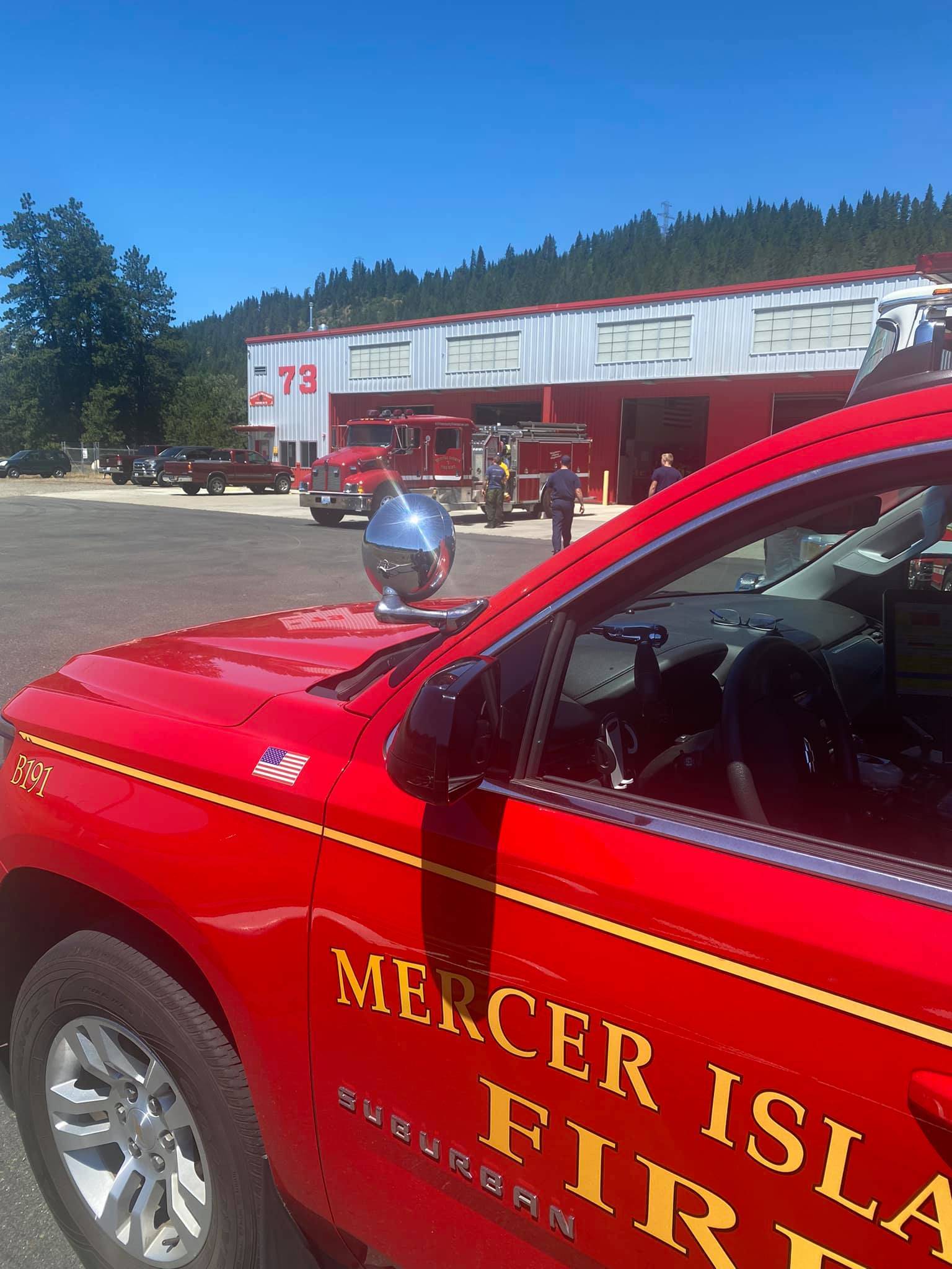 A task force, which included Mercer Island Fire, backfills Kittitas Fire District 7s Fire Station 73 on June 26. Photo courtesy of the Mercer Island Fire Department