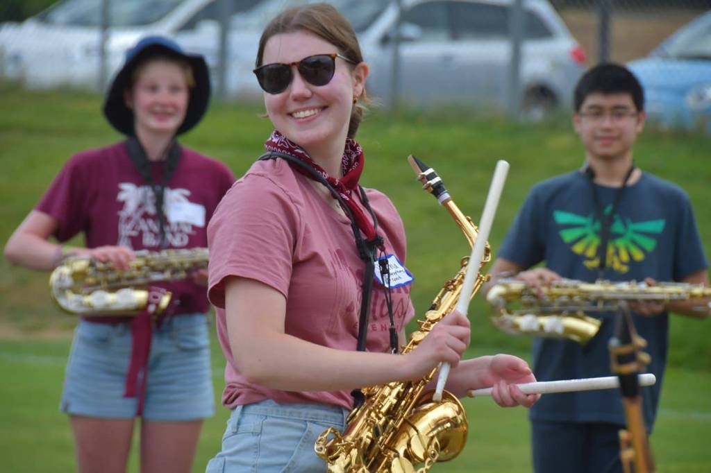 From left to right, Anna Bertlin, Shaina Ellis (alto sax coach and band camp music consultant) and Matthew Young. Photo courtesy of Joe Chen
