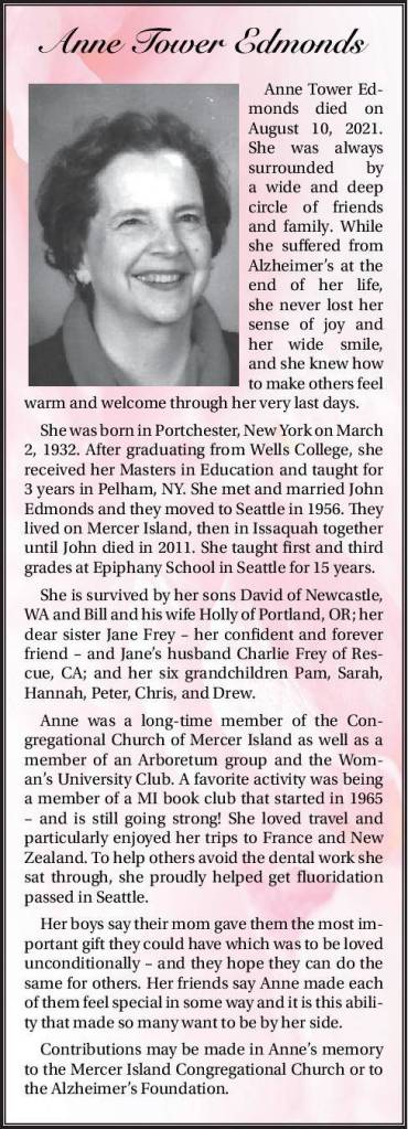 Anne Tower Edmonds | Obituary