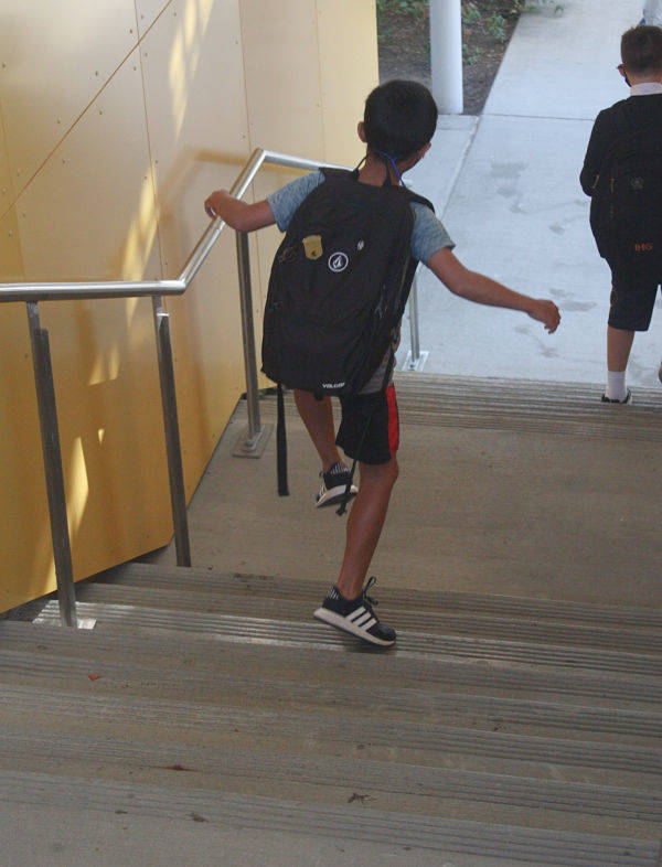 A Northwood student skips with joy on the first day of classes. Andy Nystrom/ staff photo