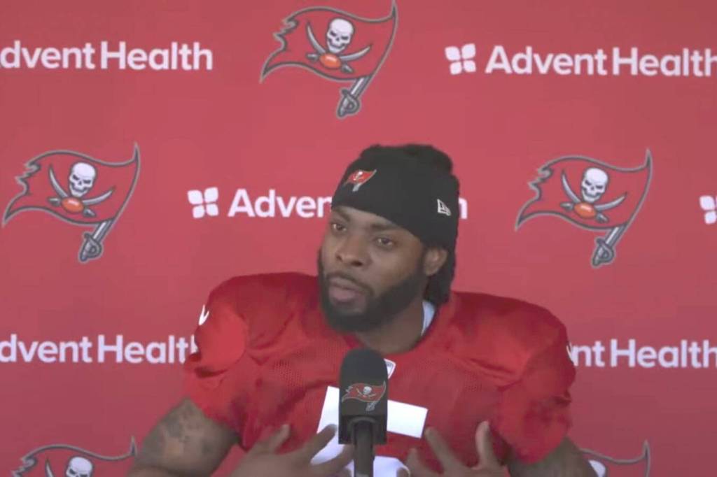 Screenshot taken from Sept. 29 press conference from Tampa Bay Buccaneers Youtube