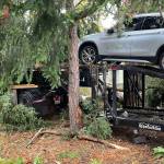 A tractor-trailer veered off the road in the 4300 block of Island Crest Way on Oct. 5. Courtesy of the Mercer Island Police Department