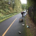 Rotary Club of Mercer Island members equipped with gloves, boots, bags and determination worked together to clean up a section of the Issaquah-Preston Trail on Oct. 16. The afternoons effort was all part of the clubs Planet Earth Committee that focuses on minimizing the negative impacts of humanity on our earth and sending positive messages about respecting our environment. Truly dirty work for a good cause, reads a Rotary project report. Courtesy photo