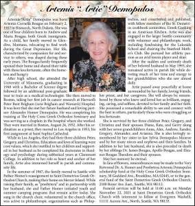Artemis "Artie" Demopulos | Obituary