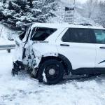 A Washington State Patrol trooper was involved in a collision Dec. 26 on northbound Interstate 5 near Southcenter in Tukwila. The trooper was not injured. COURTESY PHOTO, State Patrol