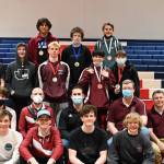 The Mercer Island High School wrestling squad took third at the 3A KingCo sub-regional on Feb. 4 at Juanita High School. Photo courtesy of Aaron Koopman