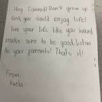 Courtesy photo
A note one of the sixth grade students left on the back of the Little Book of Sound.