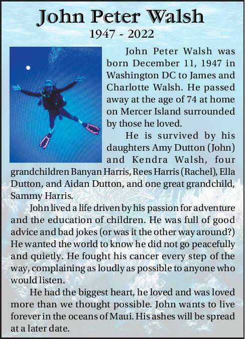 John Peter Walsh | Obituary