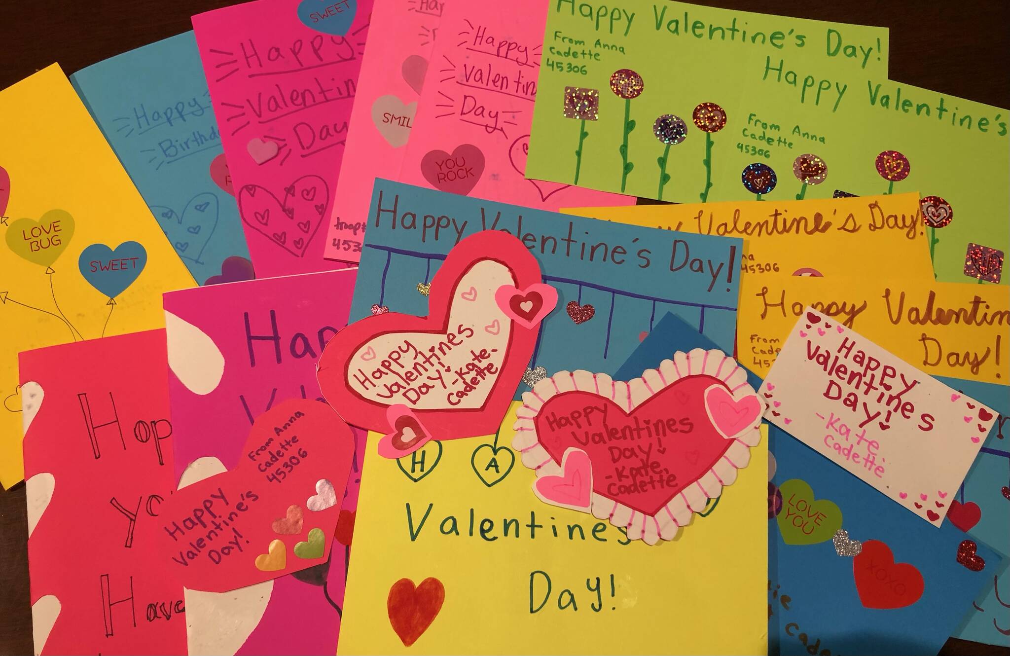 Mercer Island Girl Scouts made these valentines for Island seniors during their Scouting with Heart 2022 community service project. Courtesy photo