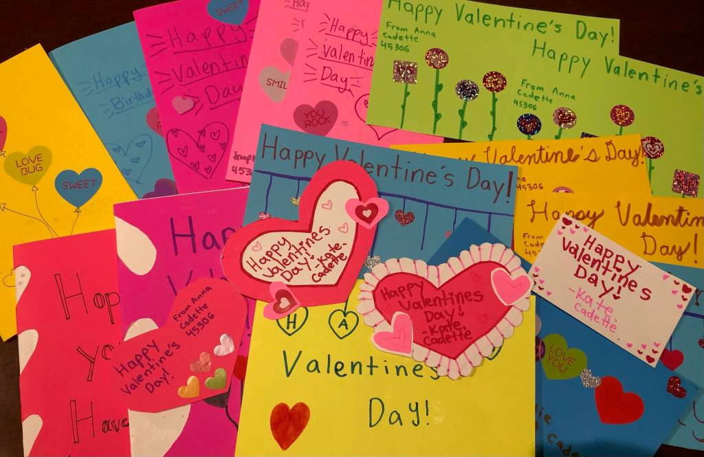 Mercer Island Girl Scouts made these valentines for Island seniors during their Scouting with Heart 2022 community service project. Courtesy photo