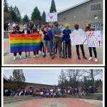 Mercer Island High School students participate in a walkout on March 11 against Floridas Dont Say Gay bill. Courtesy photos
