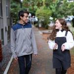 Northwest Yeshiva High School students Max Kutepov and Ariana Balkany stroll through the Mercer Island campus. Courtesy of David Jacoby