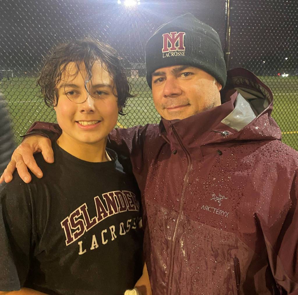 Keawe Brown with his dad, Keoni. Courtesy photo
