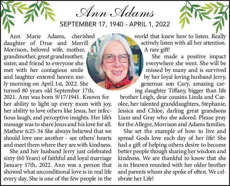 Ann Adams | Obituary