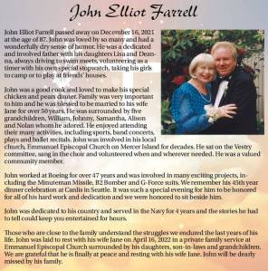 John Elliot Farrell | Obituary