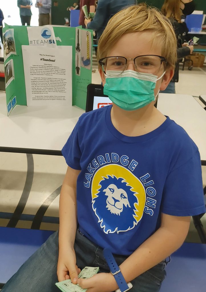 Fourth-grader William Nystrom researched Team Seas, which helps with ocean cleanup. Andy Nystrom/ staff photo