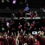Graduation caps go flying at the Mercer Island High School commencement. Andy Nystrom/ staff photo