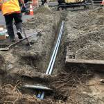 NPM Construction crews work on conduit trenching and placement during the pedestrian safety project. Courtesy of the city of Mercer Island