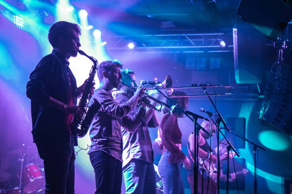 Lindstrom and The Limit in action, from left to right, Evan Lorbecki, Tyler Stevens, Quinn Christopherson, Nikki Pope, Aaron Lindstrom and Dave Thurston. Courtesy photo