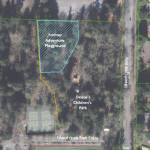 An aerial map of where the new Bike Skills Area is proposed to be located at the former Adventure Playground portion of Deanes Childrens Park. Graphic courtesy of the city of Mercer Island