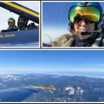 Mercer Island High School marketing instructor Jen McLellan took to the skies with the U.S. Navy Blue Angels on Aug. 3. She was selected for the Key Influencer Ride Along as the Angels scouted their route for the Boeing Seafair Air Show from Aug. 5-7. Photos courtesy of Jen McLellan