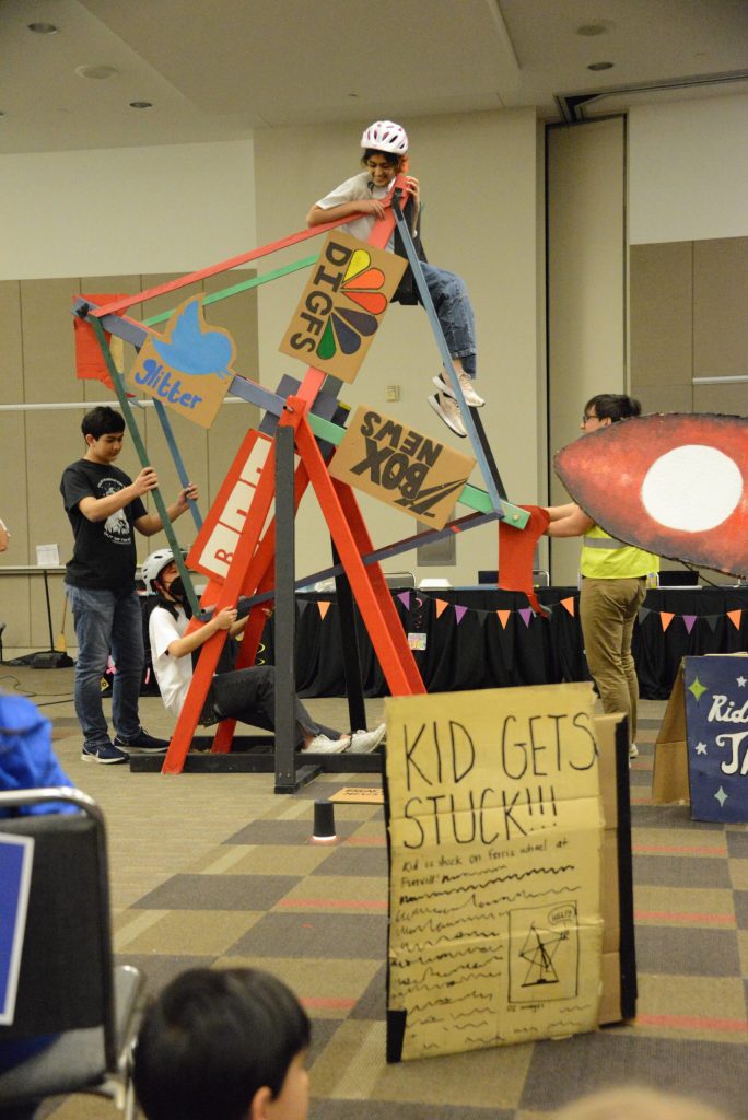 Mercer Island High Schools A Toast to Bread took second in the secondary level engineering challenge with its working Ferris wheel at the recent Destination Imagination Globals competition in Kansas City, Missouri. Photo courtesy of Fred Mannby