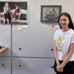 Ava Yeh stands with her art at the 48th annual Mercer Island Visual Arts League Junior Art Show at the Mercer Island Community and Event Center. Courtesy photo